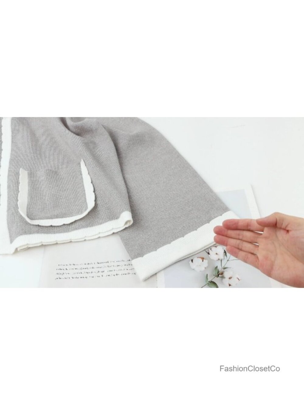 Women's Scallop Trim Cardigan Sweater Bell Sleeve Knit Open Front - Picture 6 of 6